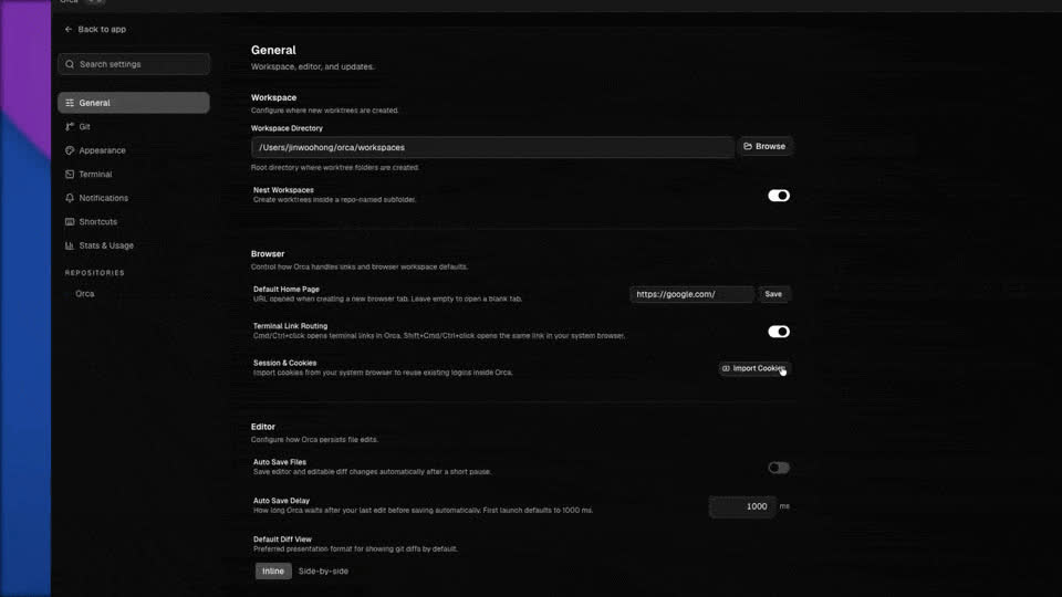 영구 세션이 포함된 작업 트리별 브라우저 탭 - 한 번의 클릭으로 Chrome 또는 Edge에서 쿠키를 가져와 로그인 상태를 유지할 수 있습니다.
